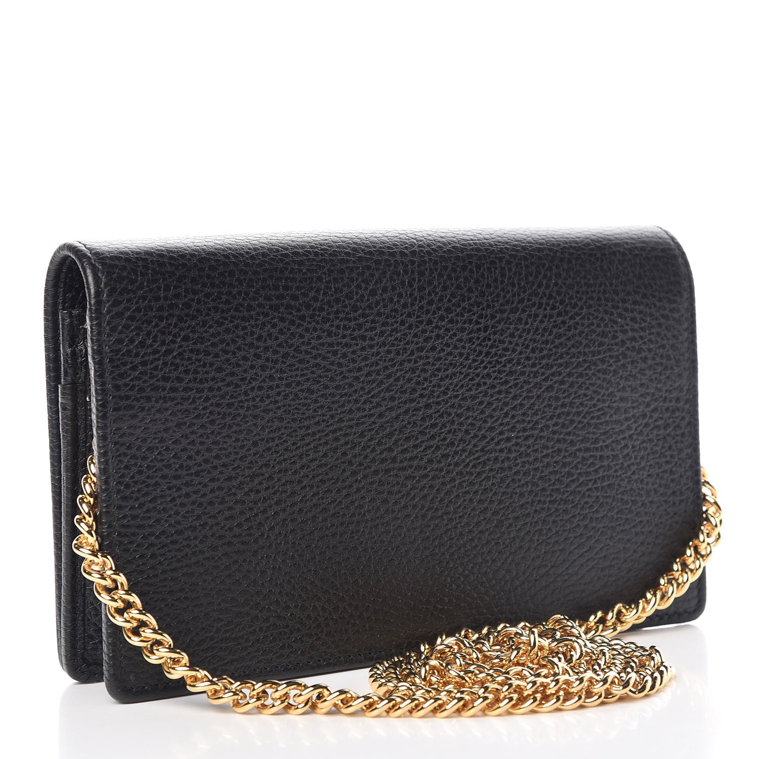 Gucci Dollar Calfskin Mini GG Marmont Chain Wallet Black 3 of 9