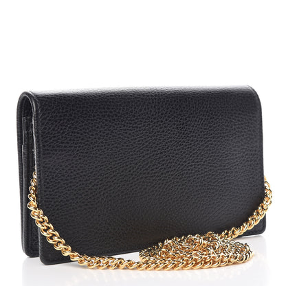 Gucci Dollar Calfskin Mini GG Marmont Chain Wallet Black 3 of 9