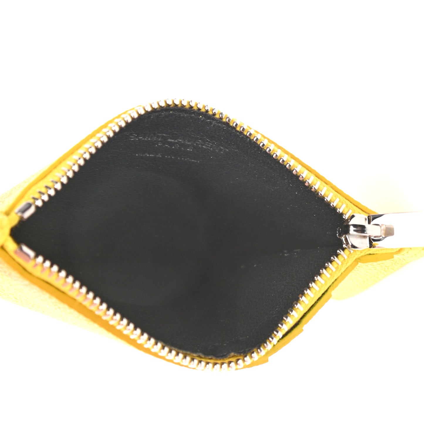 Grained Calfskin 5 Fragments Zip Pouch Card Holder Sunflower
