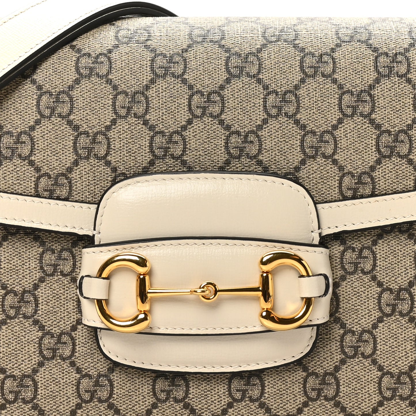 GG Supreme Monogram Horsebit 1955 Shoulder Bag Beige Mystic White