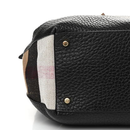 Burberry Grainy Calfskin House Check Small Maidstone Black 11 of 13