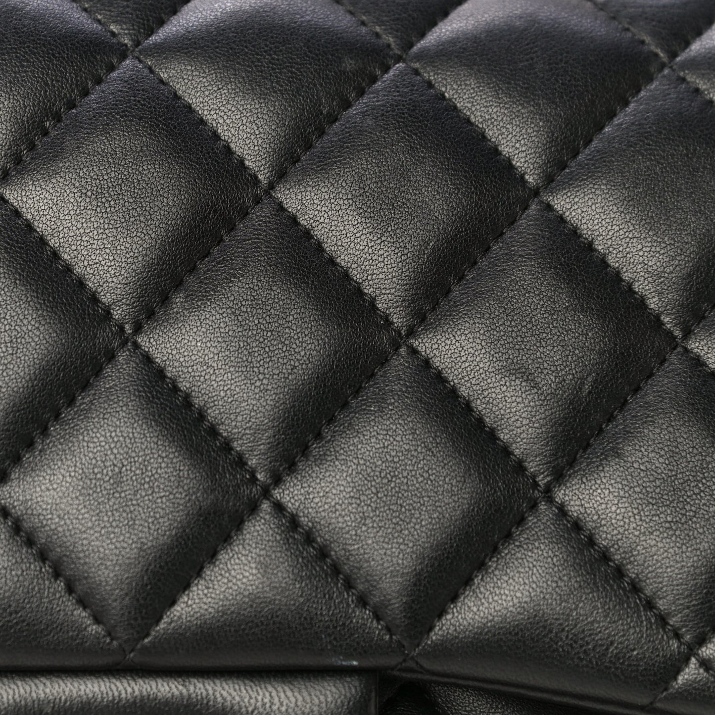 Lambskin Quilted Jumbo Double Flap Black