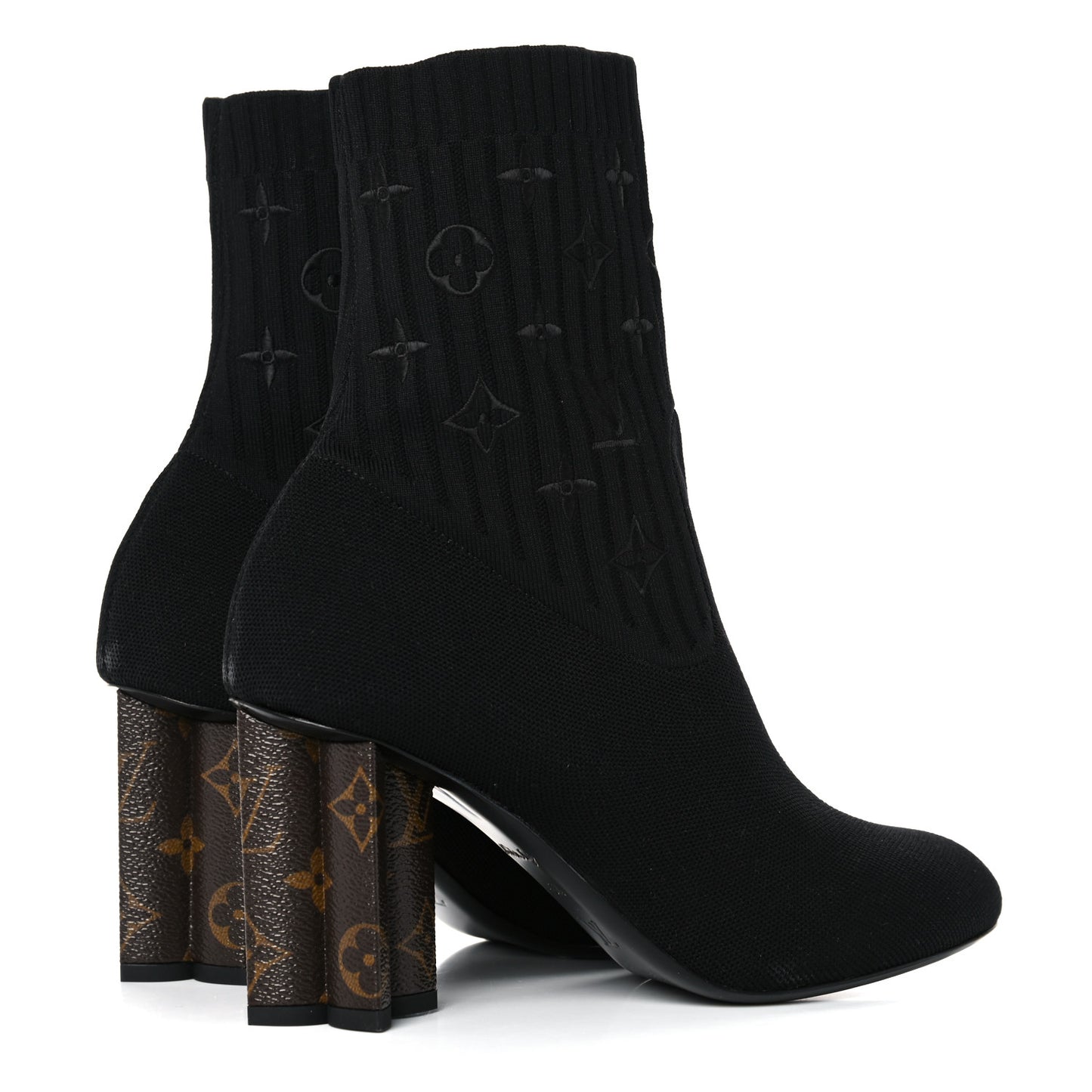 Monogram Stretch Fabric Silhouette Ankle Boots 40.5 Black