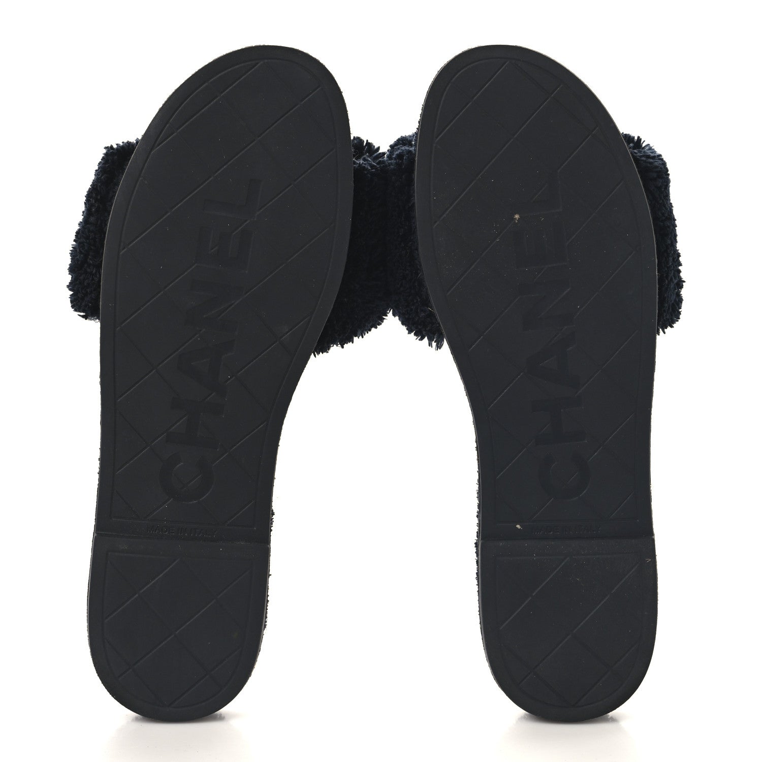 Chanel Terry CC Flat Mules Sandals 37 Navy 6 of 7