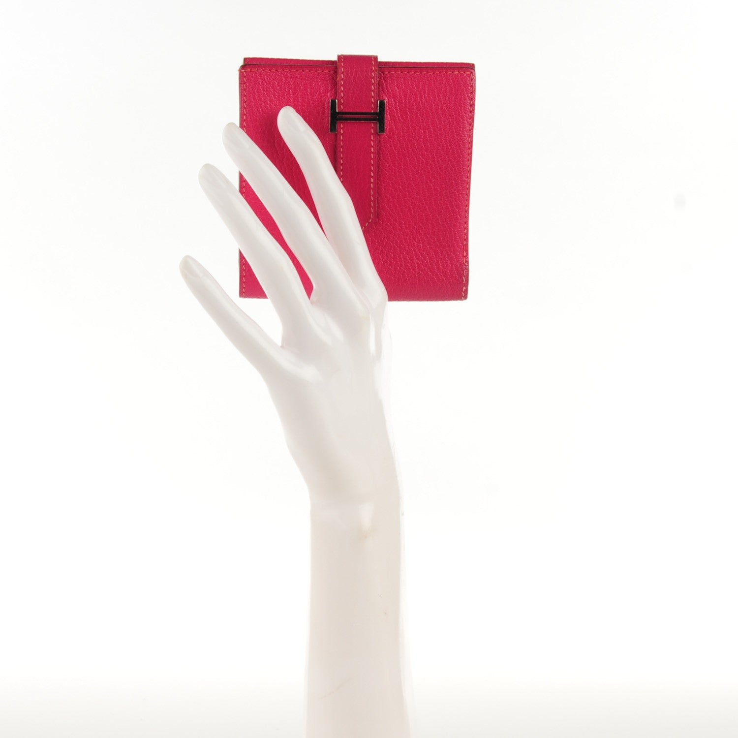 Hermes Chevre Mysore Tri Fold Bearn Wallet Rose Shocking 2 of 7