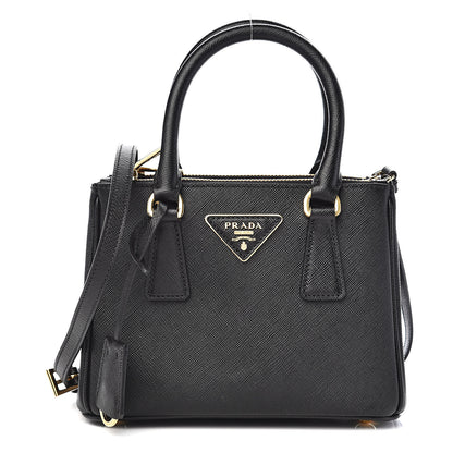 Prada Saffiano Lux Mini Galleria Double Zip Tote Black 1 of 10
