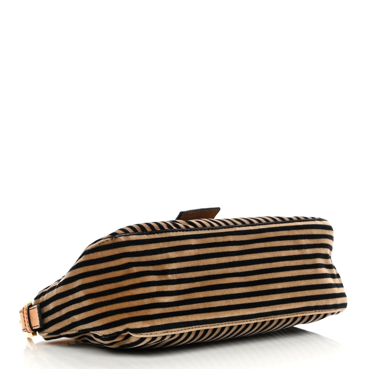 Fendi Velvet Striped Baguette Black Beige 4 of 11
