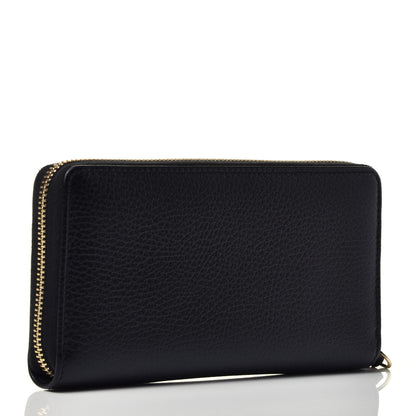 Gucci Dollar Calfskin GG Marmont Zip Around Wallet Black 3 of 7