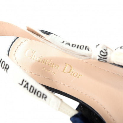 Christian Dior Velvet Ribbon J'Adoir Slingback Ballet Flats 37 Deep Blue 8 of 11