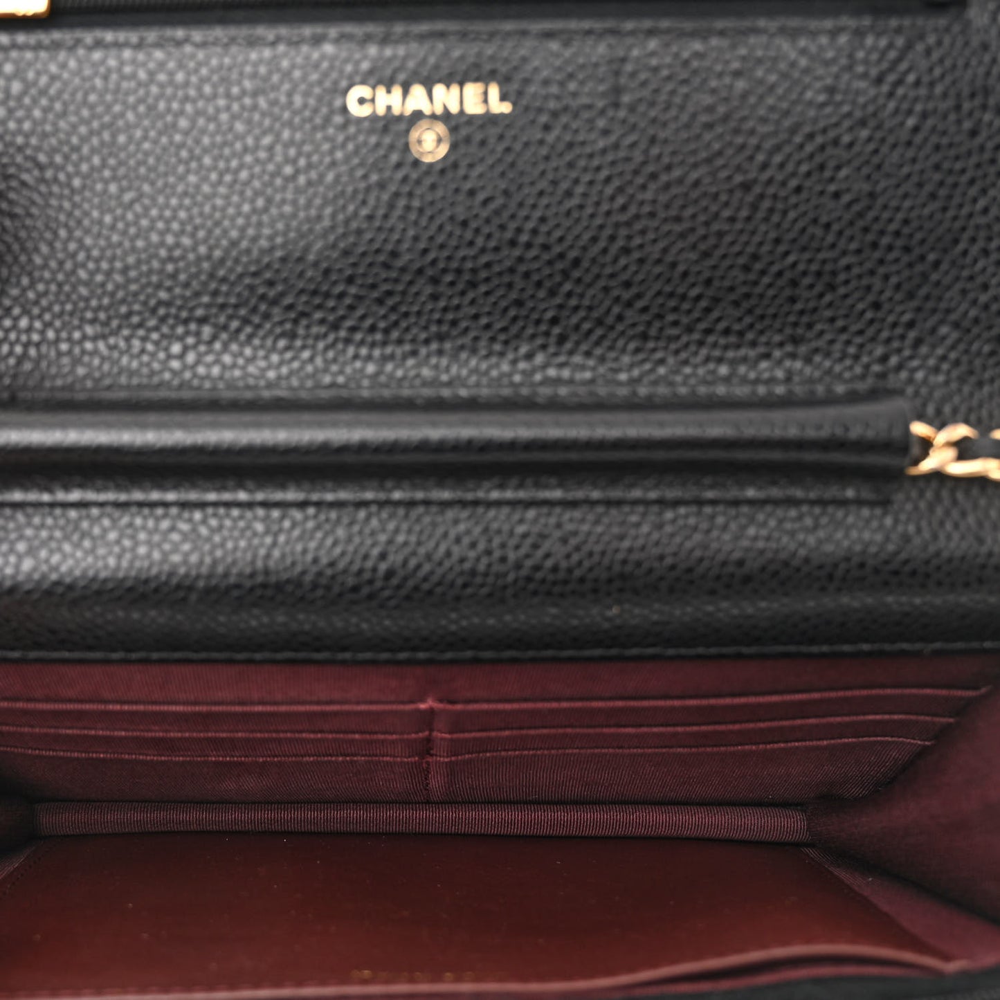 Caviar Quilted Wallet on Chain WOC Black