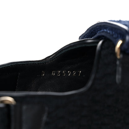 Chanel Knit Fabric Velcro Dad Sandals 41 Black Dark Blue Light Blue 8 of 10