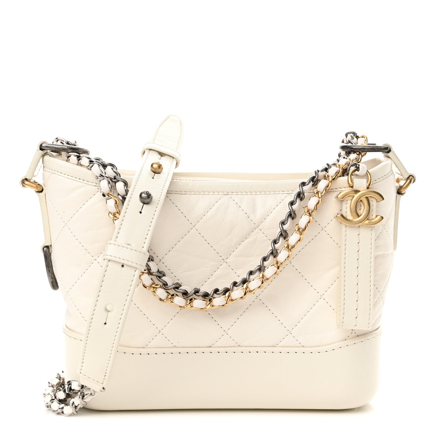 Chanel Aged Calfskin Quilted Small Gabrielle Hobo White 1 of 10