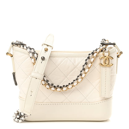 Chanel Aged Calfskin Quilted Small Gabrielle Hobo White 1 of 10