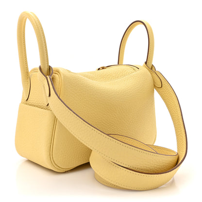 Hermes Taurillon Clemence Mini Lindy 20 Jaune Poussin 3 of 12