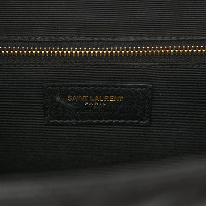 Saint Laurent Grain De Poudre Matelasse Chevron Large Monogram Satchel Black 6 of 16