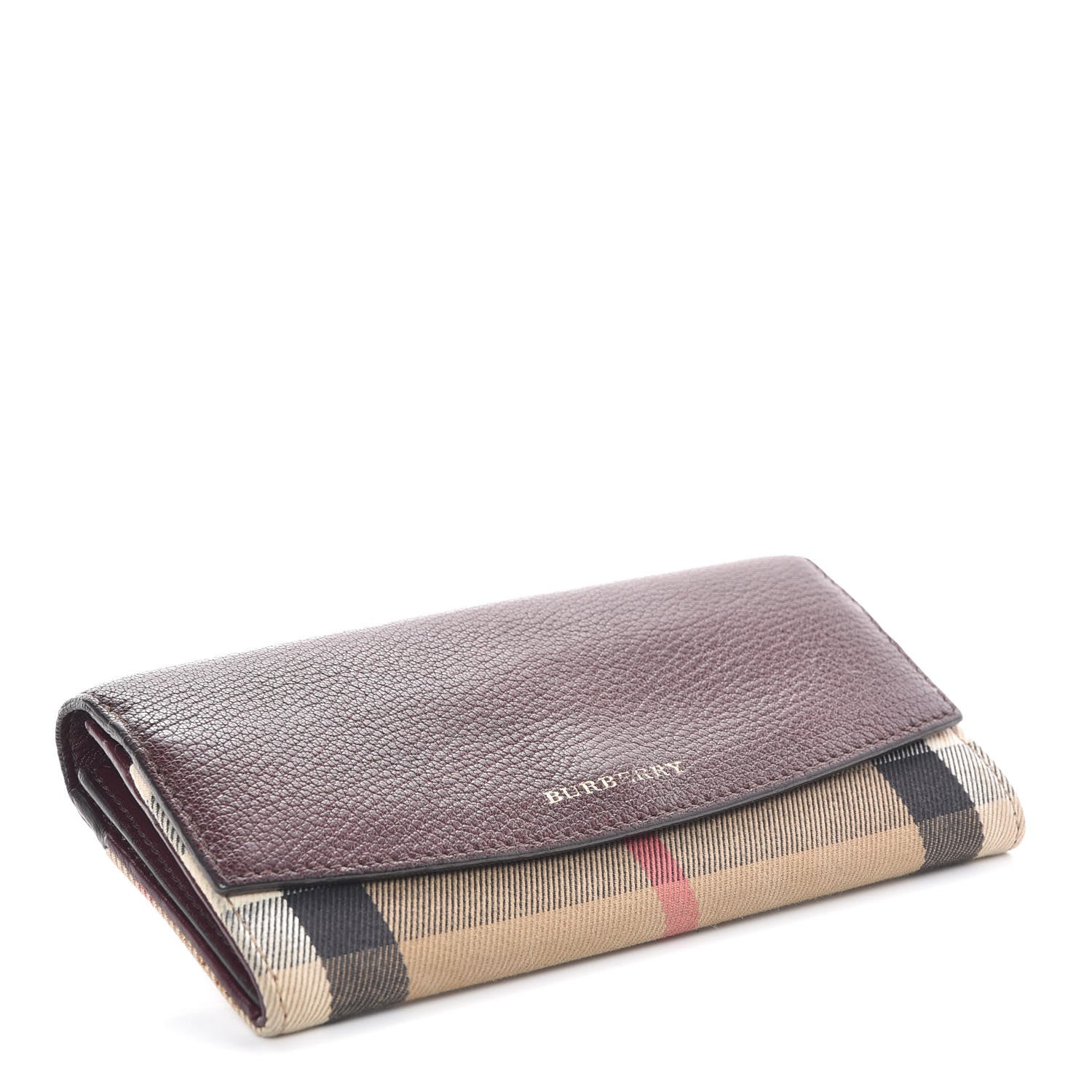 Burberry Calfskin House Check Porter Continental Wallet Mahogany Red 4 of 13