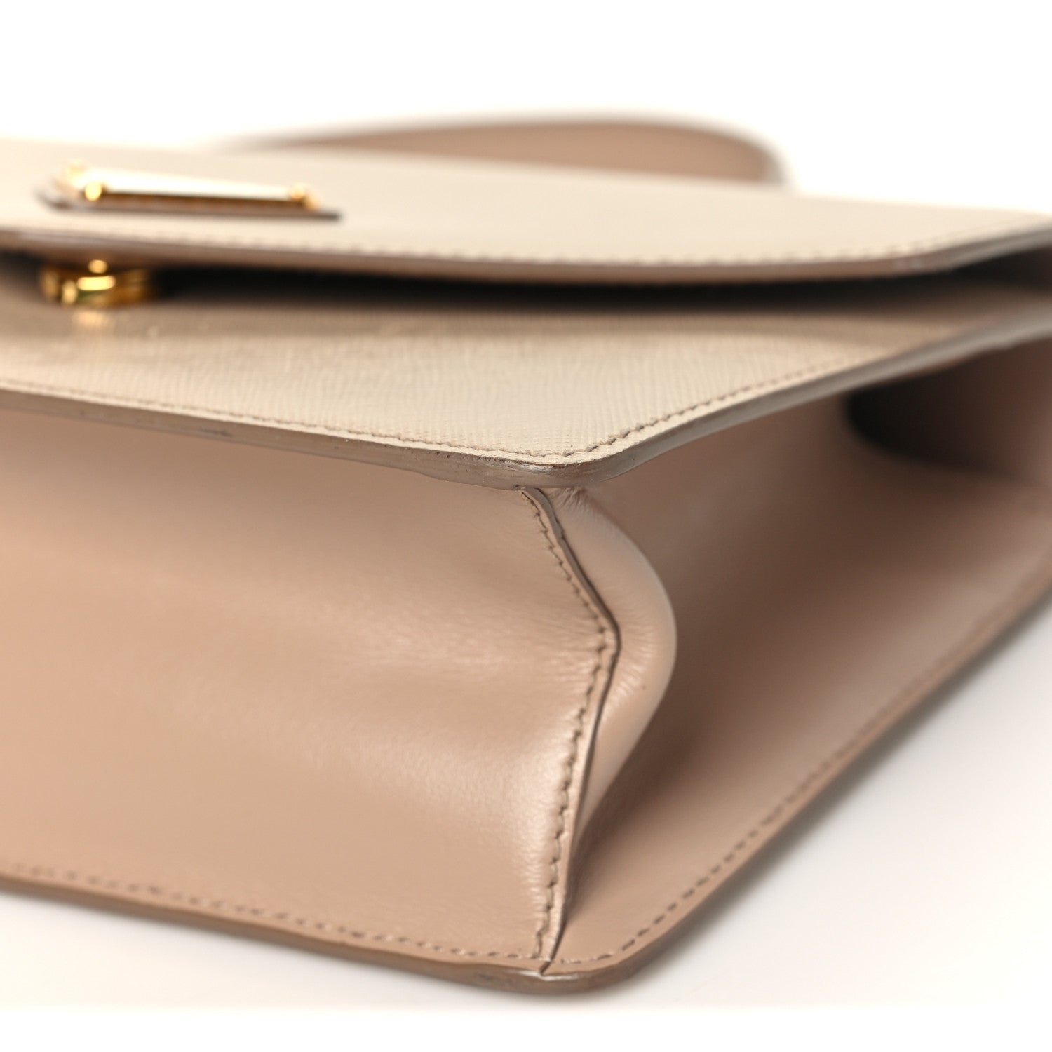 Prada Saffiano Soft Calfskin Metal Triangle Logo Envelope Chain Shoulder Bag Cammeo 10 of 10