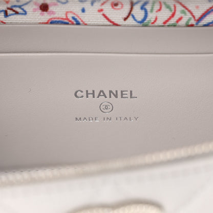 Chanel Caviar Quilted Ridged CC Top Handle Slim Vanity Case With Chain Light Grey 6 of 11