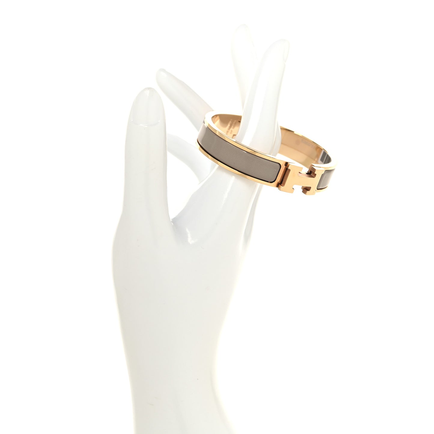 Enamel Narrow Clic Clac H Bracelet PM Marron Glace