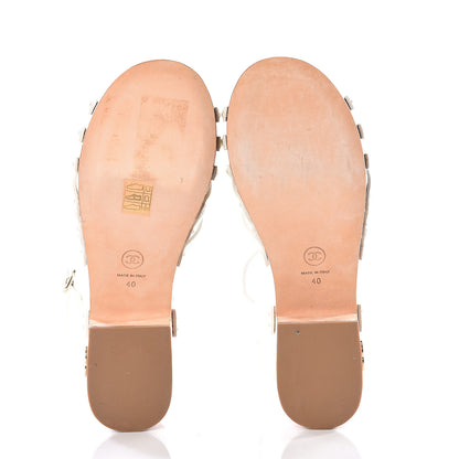Chanel Patent Cork Mykonos Wedge Sandals 40 Beige 7 of 10