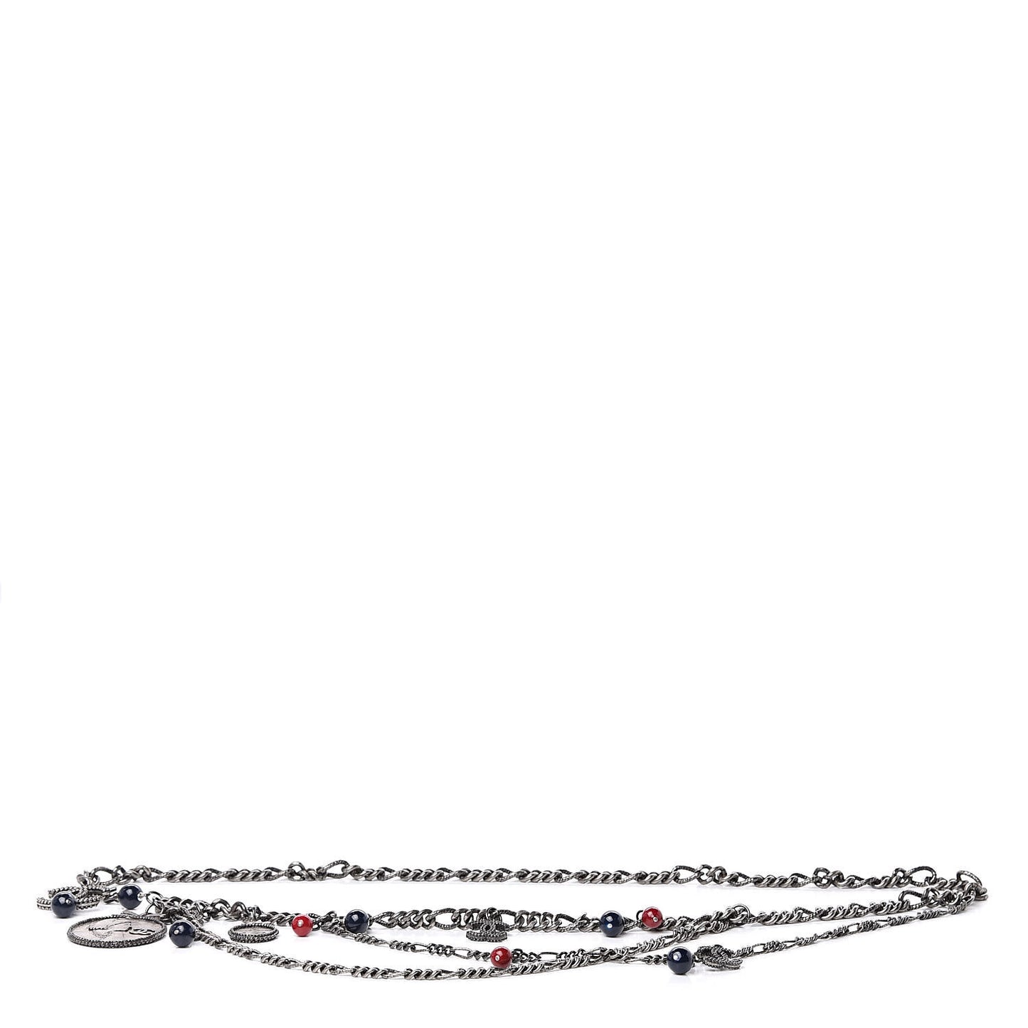 Bead Chain CC Medallion Belt Ruthenium
