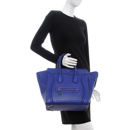 Celine Drummed Calfskin Mini Luggage Indigo 2 of 11