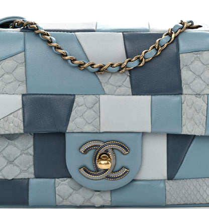 Chanel Snakeskin Lambskin Patchwork Small Flap Blue 7 of 9