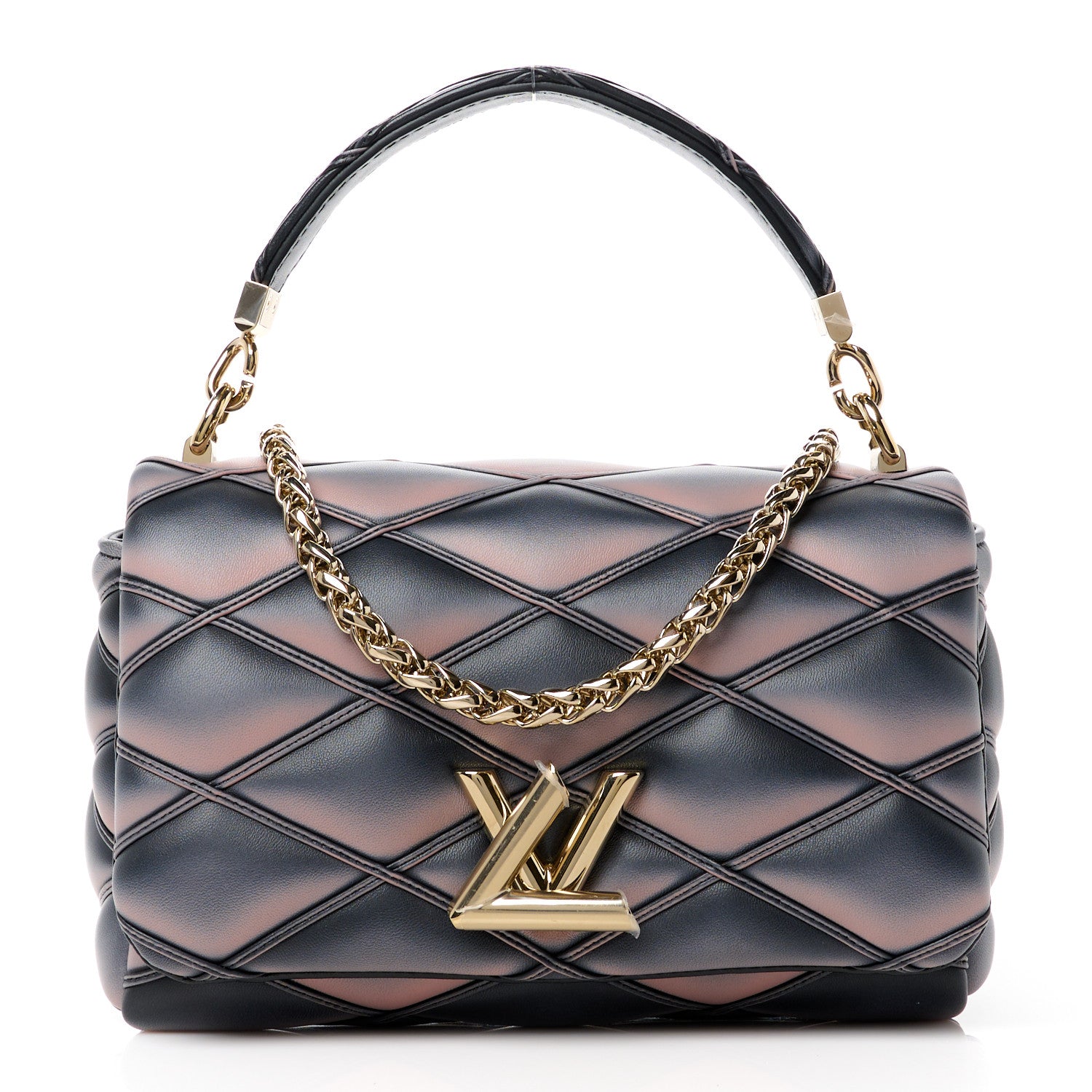 Louis Vuitton Lambskin Malletage Top Handle GO-14 MM Black Pink 1 of 10