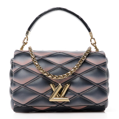 Louis Vuitton Lambskin Malletage Top Handle GO-14 MM Black Pink 1 of 10