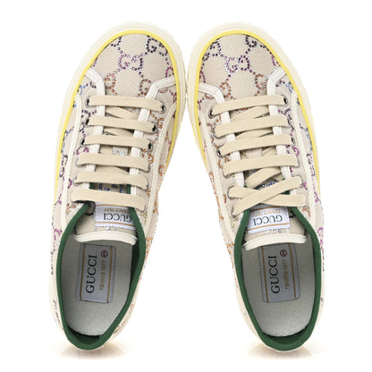Gucci Canvas Lame Crystal GG Monogram Womens 1977 Tennis Sneakers 37.5 Gardenia Silver Mystic White 2 of 8