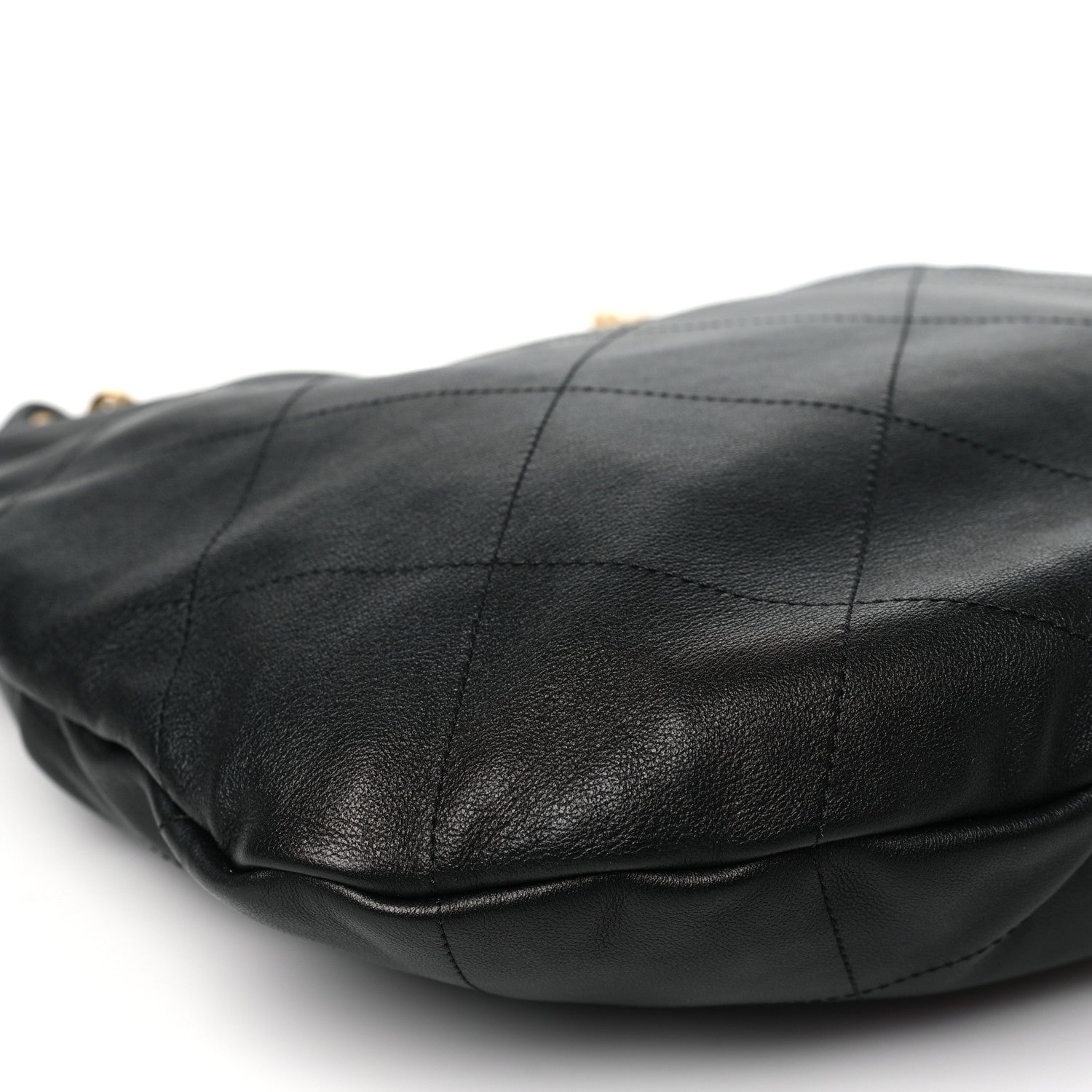 Chanel Calfskin Stitched Curved Chain Hobo Black 9 of 10