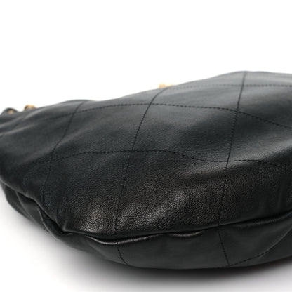 Chanel Calfskin Stitched Curved Chain Hobo Black 9 of 10