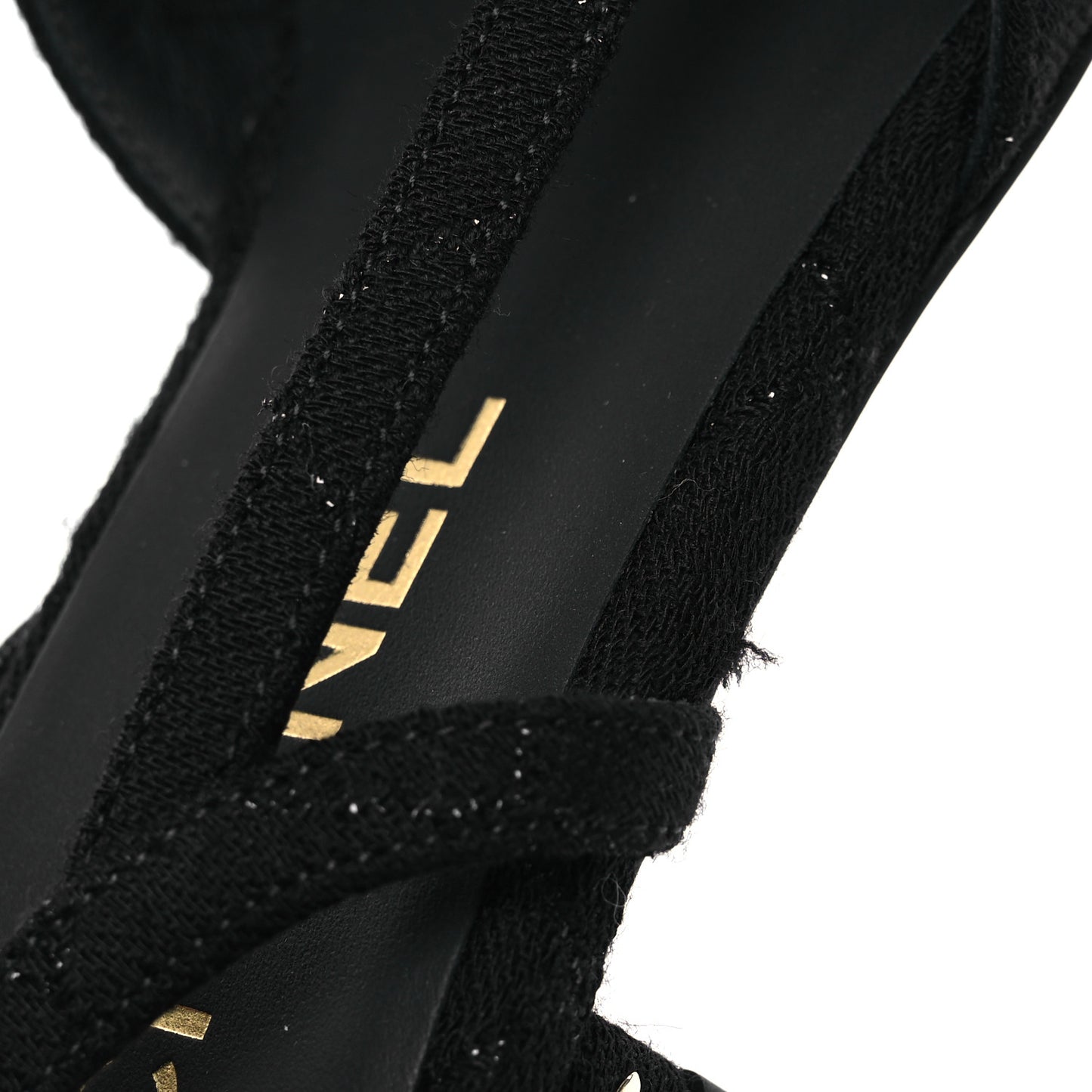 Wool Grosgrain Cap Toe CC Logo Slingback Flats 37.5 Black