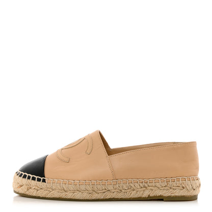 Chanel Lambskin CC Espadrilles 35 Beige Black 1 of 11