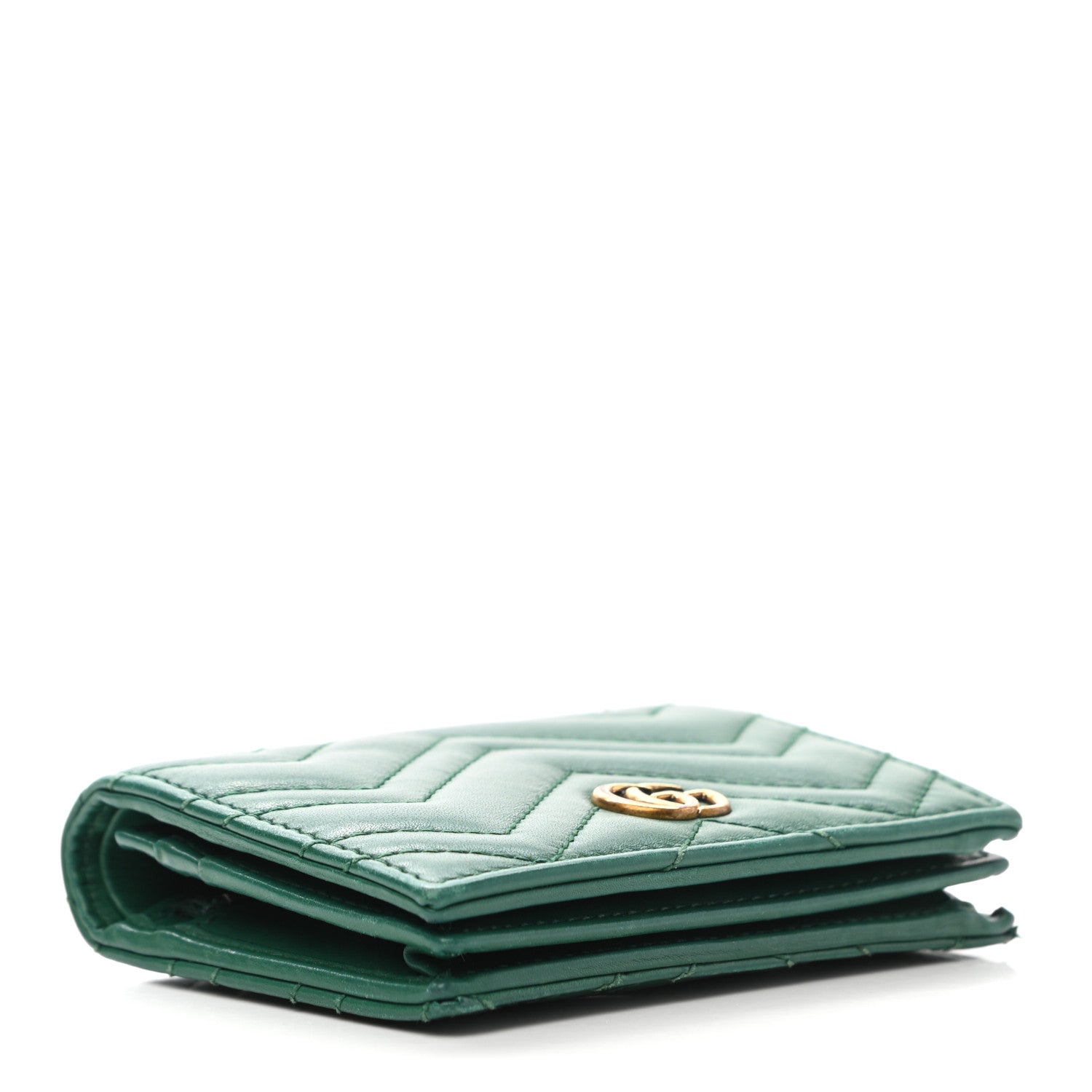 Gucci Calfskin Matelasse GG Marmont Card Case Wallet Emerald 4 of 8
