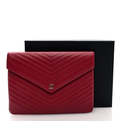 Chanel Calfskin Chevron Quilted Small Envelope Clutch Dark Pink 8 of 8