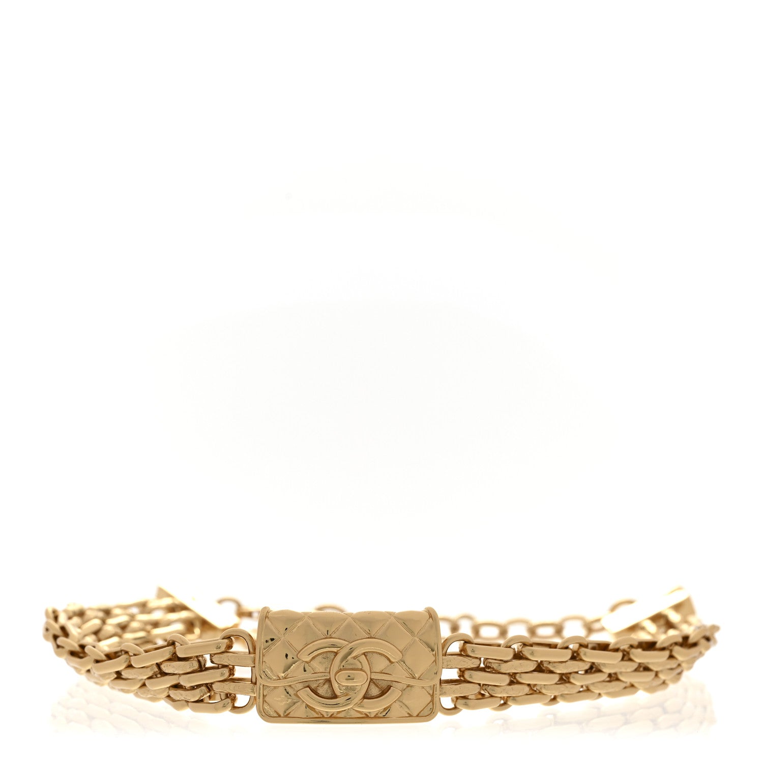Chanel Metal CC Chain Flap Bag Choker Necklace Gold 1 of 7