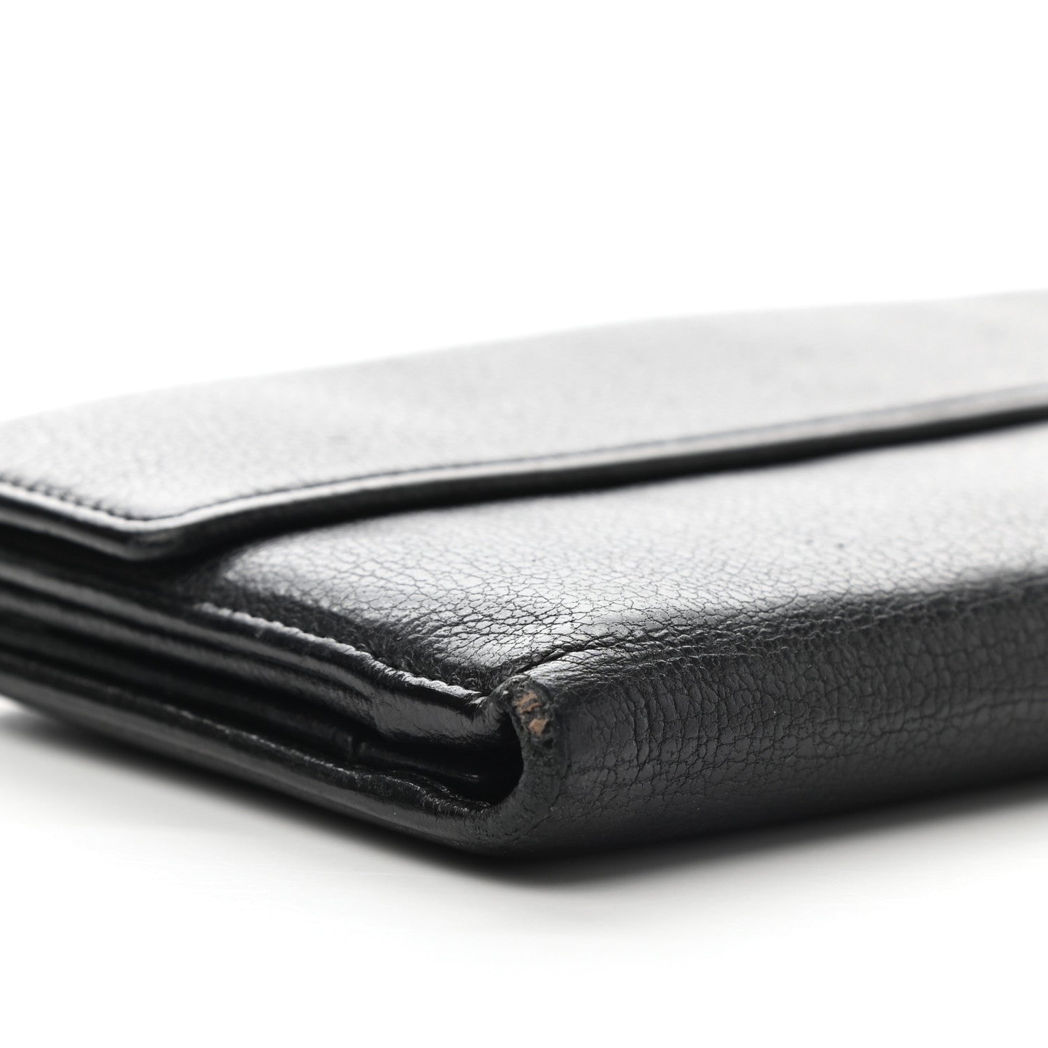 Chanel Goatskin Camellia Embossed Flap Wallet Black 9 of 9