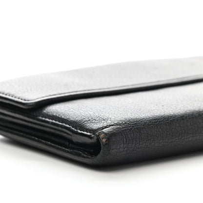 Chanel Goatskin Camellia Embossed Flap Wallet Black 9 of 9
