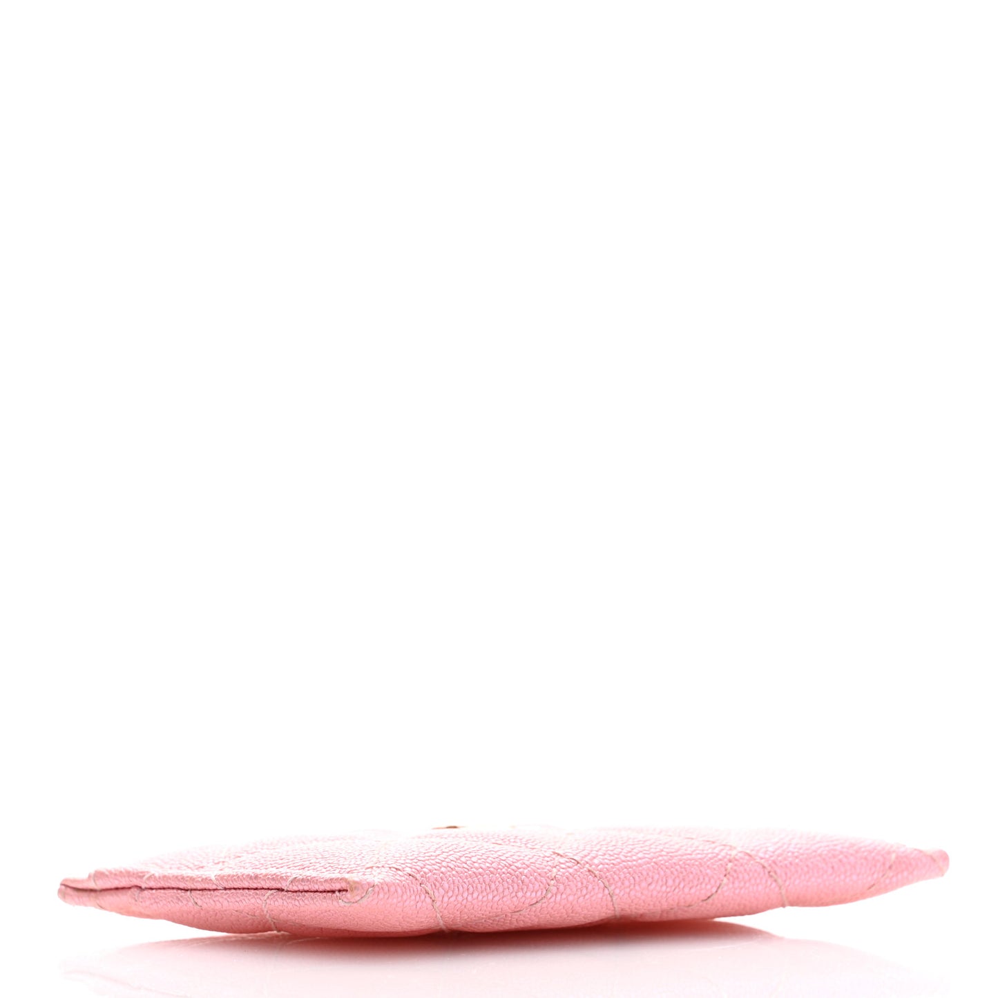 Iridescent Caviar Quilted Card Holder Rose Pink