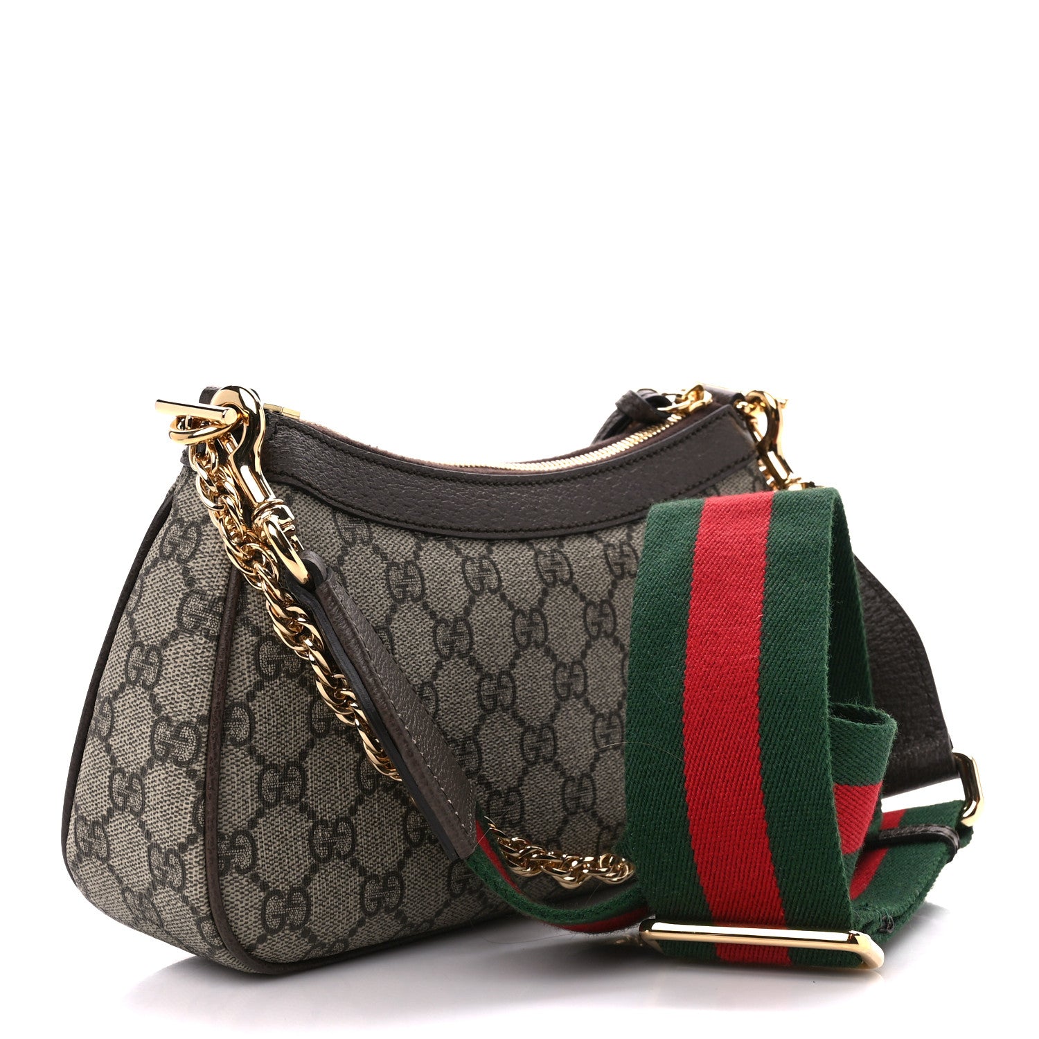 Gucci GG Supreme Monogram Textured Dollar Calfskin Web Small Ophidia GG Handbag Beige Ebony New Acero 3 of 11