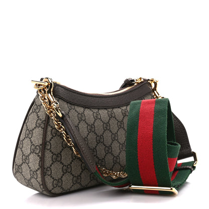 Gucci GG Supreme Monogram Textured Dollar Calfskin Web Small Ophidia GG Handbag Beige Ebony New Acero 3 of 11