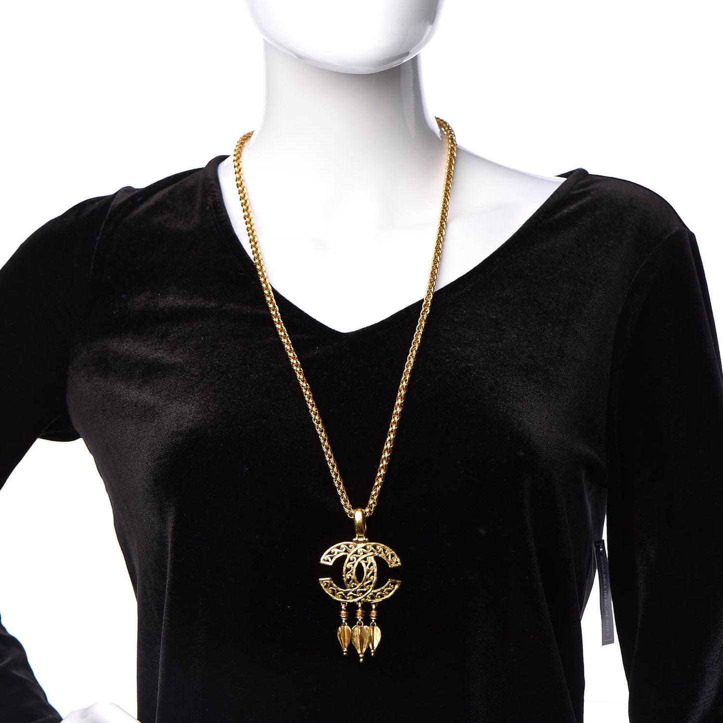 Fretwork CC Spindles Long Necklace Gold