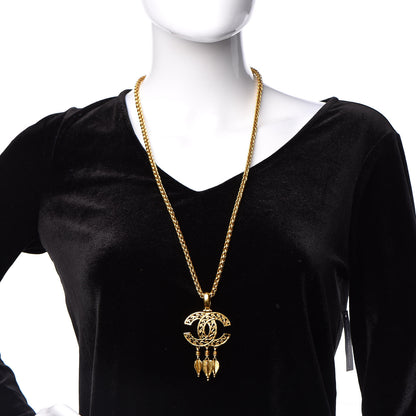 Chanel Fretwork CC Spindles Long Necklace Gold 2 of 5