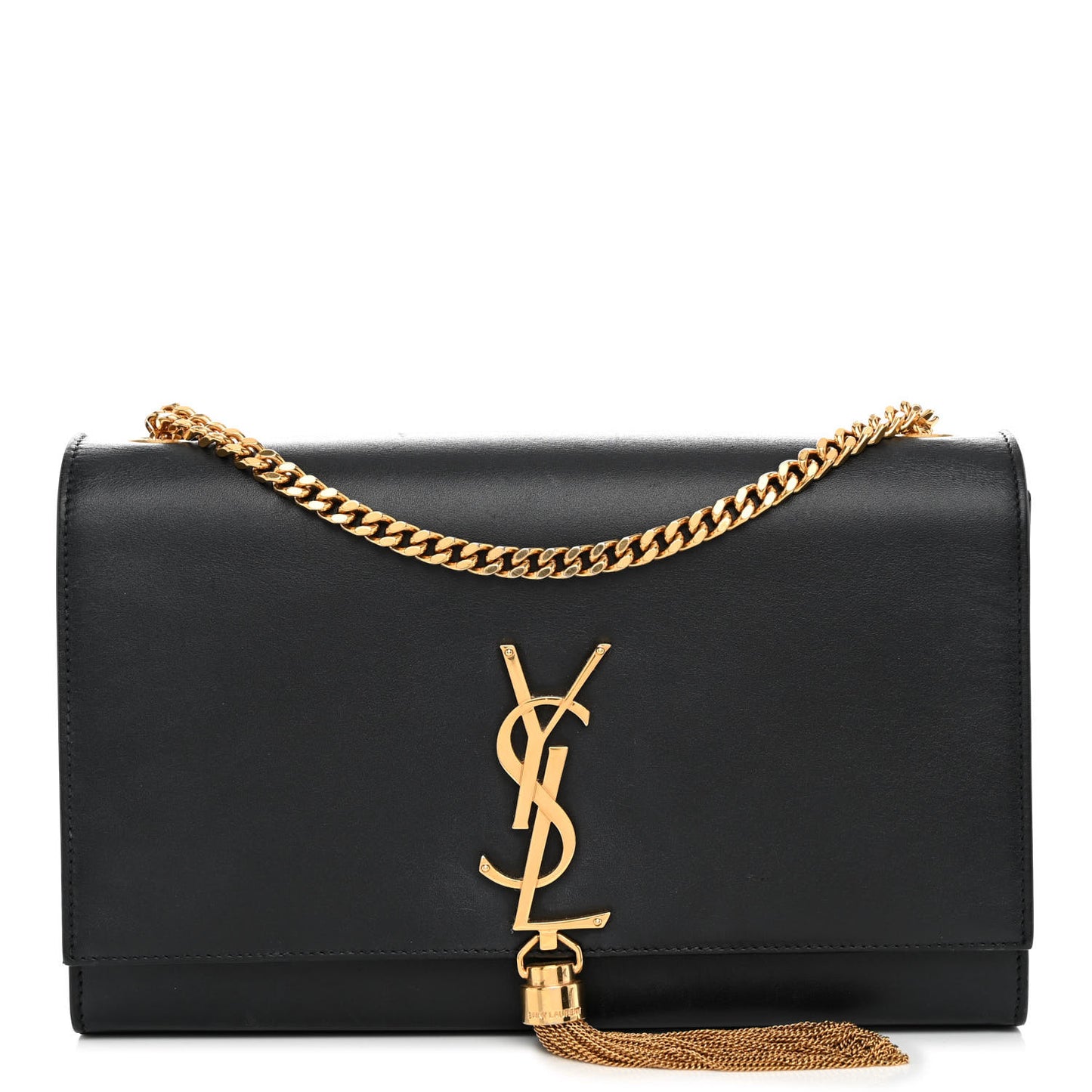 Smooth Calfskin Medium Classic Monogram Kate Tassel Satchel Black