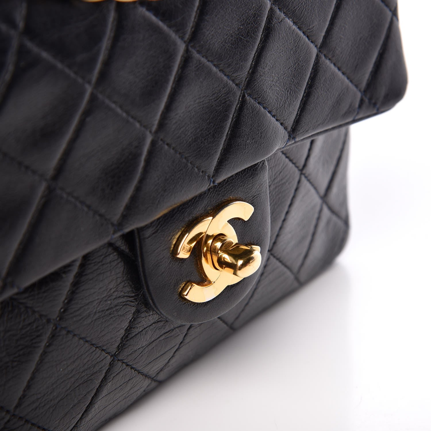Chanel Lambskin Quilted Mini Square Flap Bag Navy 9 of 9
