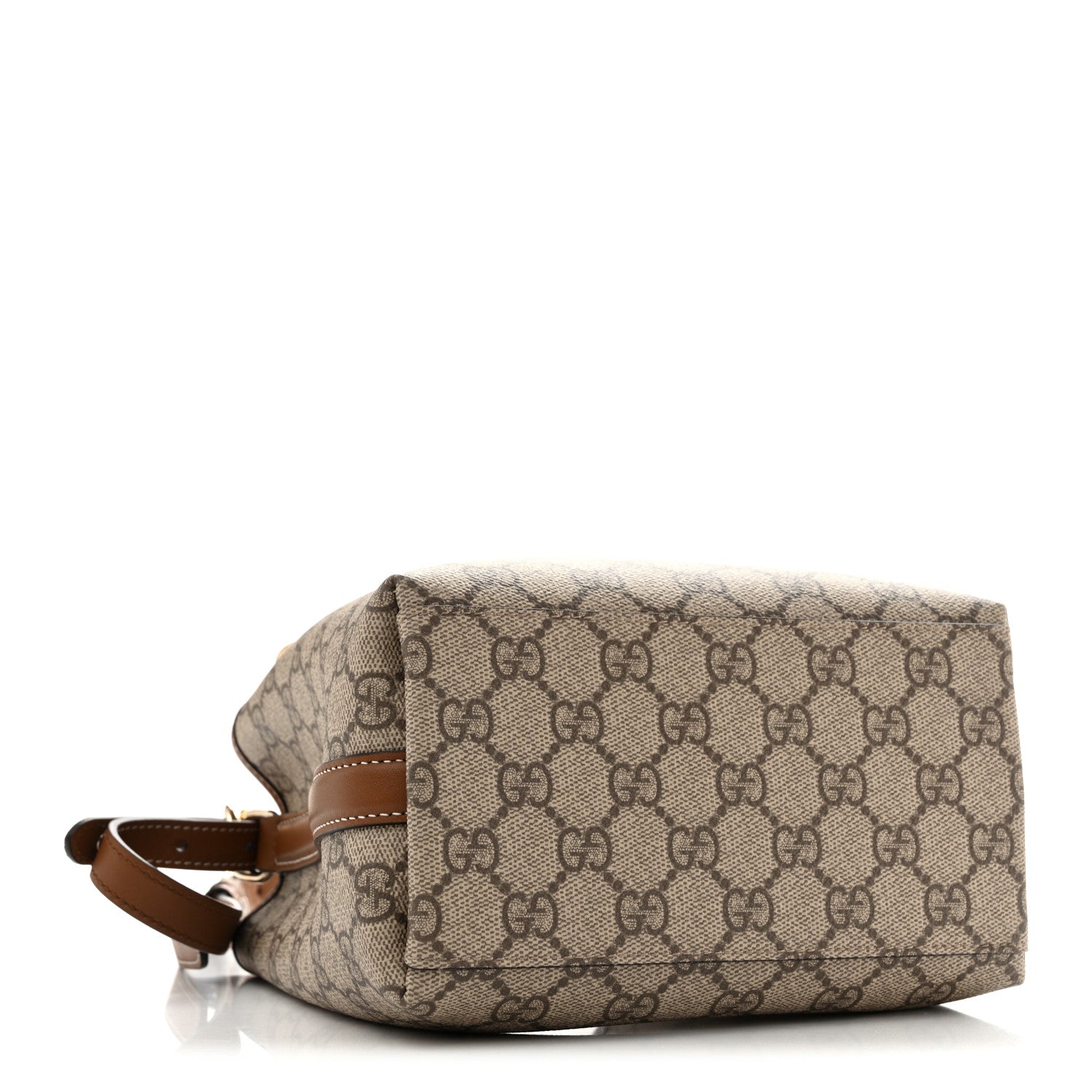 Gucci GG Supreme Monogram Emblem Small Shoulder Bag Beige Ebony Sundial 4 of 12