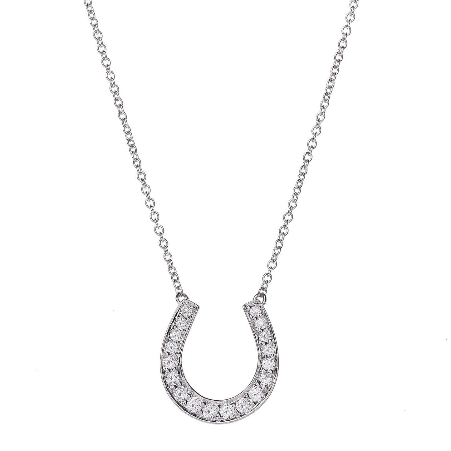 Platinum Diamond Horseshoe Pendant Necklace