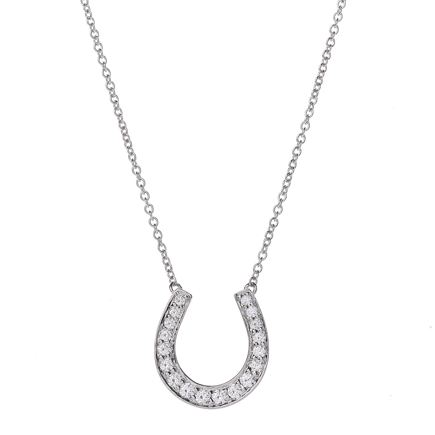 Tiffany Platinum Diamond Horseshoe Pendant Necklace 4 of 6