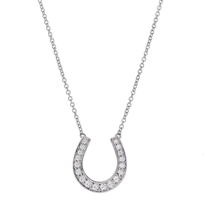 Tiffany Platinum Diamond Horseshoe Pendant Necklace 4 of 6